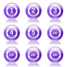 Warranty Guarantee Seal Violet Vector Button Icon Design Set N8