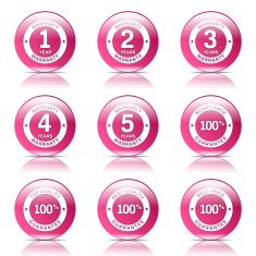 Warranty Guarantee Seal Pink Vector Button Icon Design Set N8