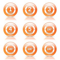 Warranty Guarantee Seal Orange Vector Button Icon Design Set N7