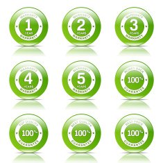 Warranty Guarantee Seal Green Vector Button Icon Design Set N8