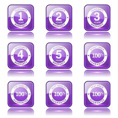 Warranty Guarantee Seal Square Vector Violet Icon Design Set N11