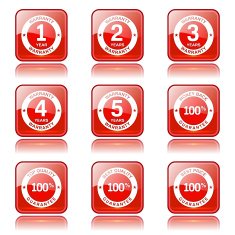 Warranty Guarantee Seal Square Vector Red Icon Design Set N11