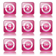 Warranty Guarantee Seal Square Vector Pink Icon Design Set N11