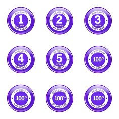 Warranty Guarantee Seal Violet Vector Button Icon Design Set N9