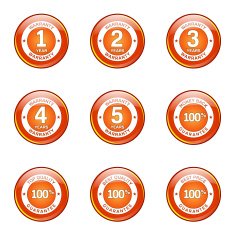 Warranty Guarantee Seal Orange Vector Button Icon Design Set N8