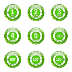 Warranty Guarantee Seal Green Vector Button Icon Design Set N9