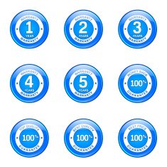 Warranty Guarantee Seal Blue Vector Button Icon Design Set N9
