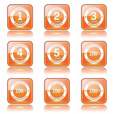 Warranty Guarantee Seal Square Vector Orange Icon Design Set N11
