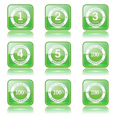 Warranty Guarantee Seal Square Vector Green Icon Design Set N11