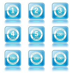 Warranty Guarantee Seal Square Vector Blue Icon Design Set N12