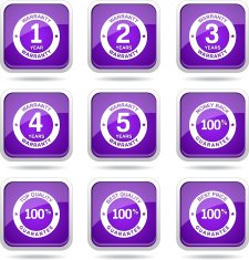 Warranty Guarantee Seal Square Vector Violet Icon Design Set N12