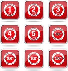 Warranty Guarantee Seal Square Vector Red Icon Design Set N12