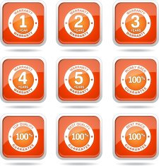 Warranty Guarantee Seal Square Vector Orange Icon Design Set N12