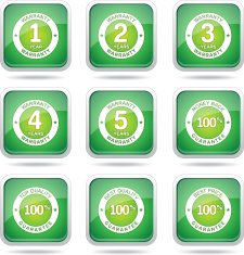 Warranty Guarantee Seal Square Vector Green Icon Design Set N12