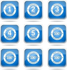 Warranty Guarantee Seal Square Vector Blue Icon Design Set N13