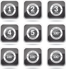 Warranty Guarantee Seal Square Vector Black Button Icon Design Set N12