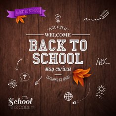 Vintage back to school card Wooden background typography desig