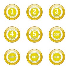 Warranty Guarantee Seal Yellow Vector Button Icon Design Set N8