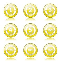 Warranty Guarantee Seal Yellow Vector Button Icon Design Set N9