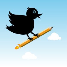 bird with pencil rocket