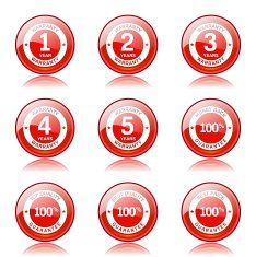 Warranty Guarantee Seal Red Vector Button Icon Design Set N9
