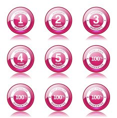 Warranty Guarantee Seal Pink Vector Button Icon Design Set N10