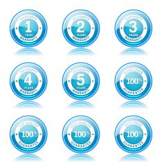 Warranty Guarantee Seal Blue Vector Button Icon Design Set N10