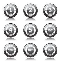 Warranty Guarantee Seal Black Vector Button Icon Design Set N10