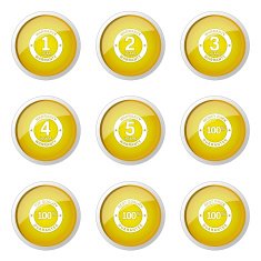 Warranty Guarantee Seal Yellow Vector Button Icon Design Set N10