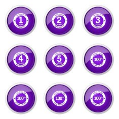 Warranty Guarantee Seal Violet Vector Button Icon Design Set N11