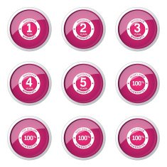 Warranty Guarantee Seal Pink Vector Button Icon Design Set N11