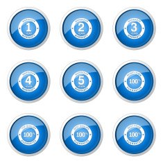 Warranty Guarantee Seal Blue Vector Button Icon Design Set N11