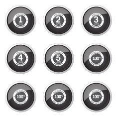Warranty Guarantee Seal Black Vector Button Icon Design Set N11