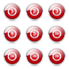 Warranty Guarantee Seal Red Vector Button Icon Design Set N11