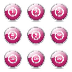 Warranty Guarantee Seal Pink Vector Button Icon Design Set N12