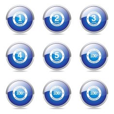 Warranty Guarantee Seal Blue Vector Button Icon Design Set N12