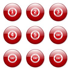 Warranty Guarantee Seal Red Vector Button Icon Design Set N12