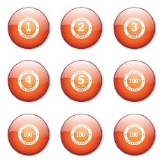 Warranty Guarantee Seal Orange Vector Button Icon Design Set N12