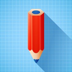 Colorful pencil icon with shadow