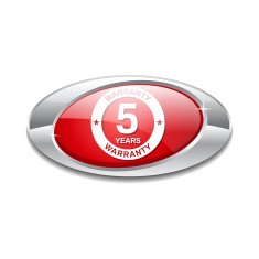 5 Years Warranty Red Vector Icon Button N2