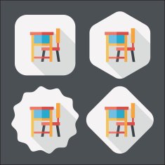 Vintage school desk flat icon with long shadow eps10 N16
