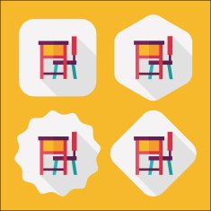 Vintage school desk flat icon with long shadow eps10 N17