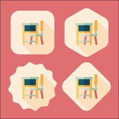 Vintage school desk flat icon with long shadow eps10 N18
