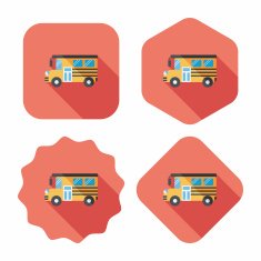 School Bus flat icon with long shadow eps10 N11