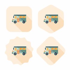 School Bus flat icon with long shadow eps10 N13