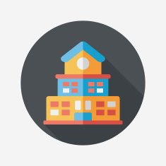 Building school flat icon with long shadow eps10 N76