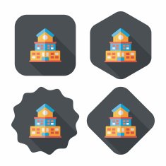 Building school flat icon with long shadow eps10 N77