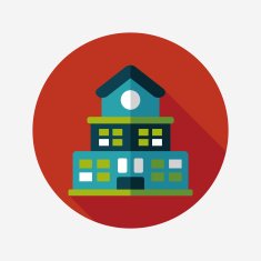 Building school flat icon with long shadow eps10 N79
