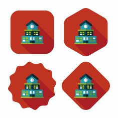 Building school flat icon with long shadow eps10 N80