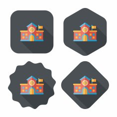 Building school flat icon with long shadow eps10 N99
